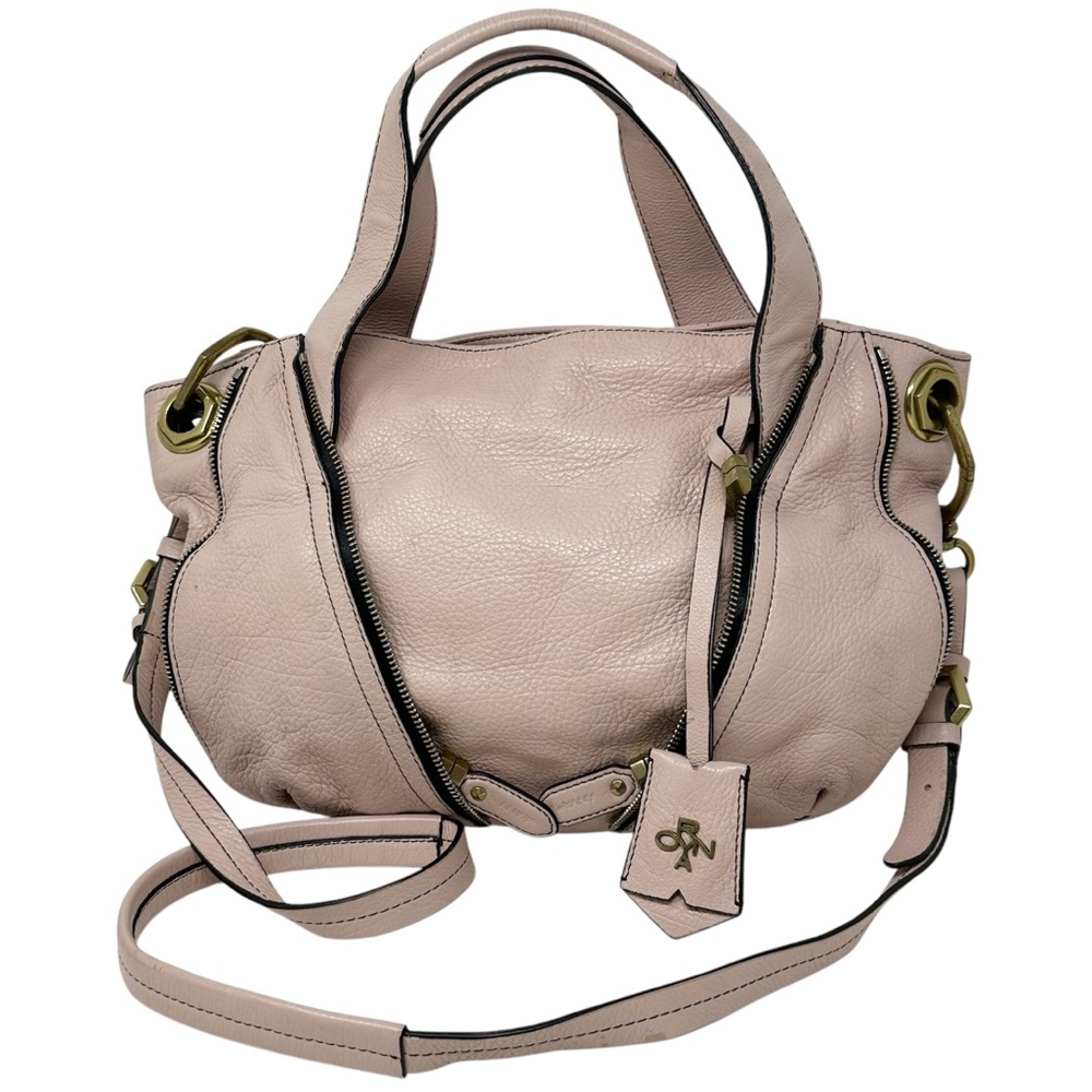 ORYANY Blush Pink Designer Luxury Pebbled Leather Crossbody Satchel Handbag Bag